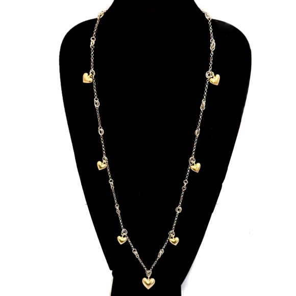 Chico's Two Tone Gold Heart Charm Station Necklace NWT - Picture 7 of 7